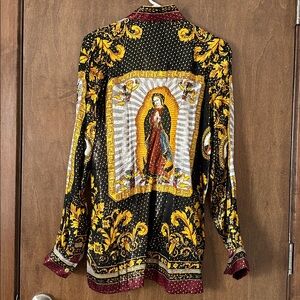 NWT Bravo “Our Lady of Guadalupe” Silk Blend Button Down Shirt